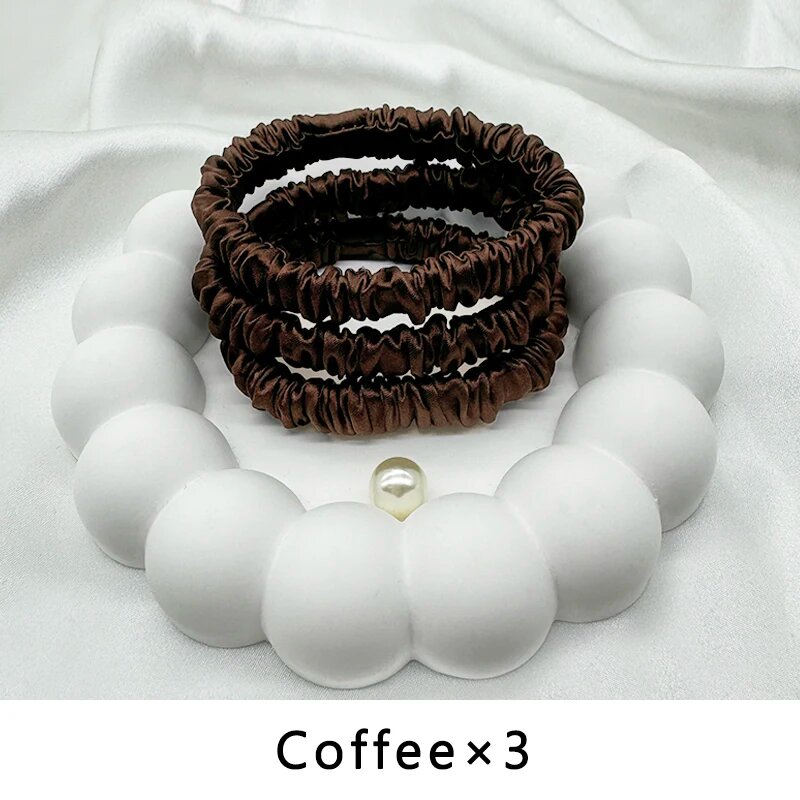 Шёлковые резинки SZVVI для волос Белый, Coffee 3PCS