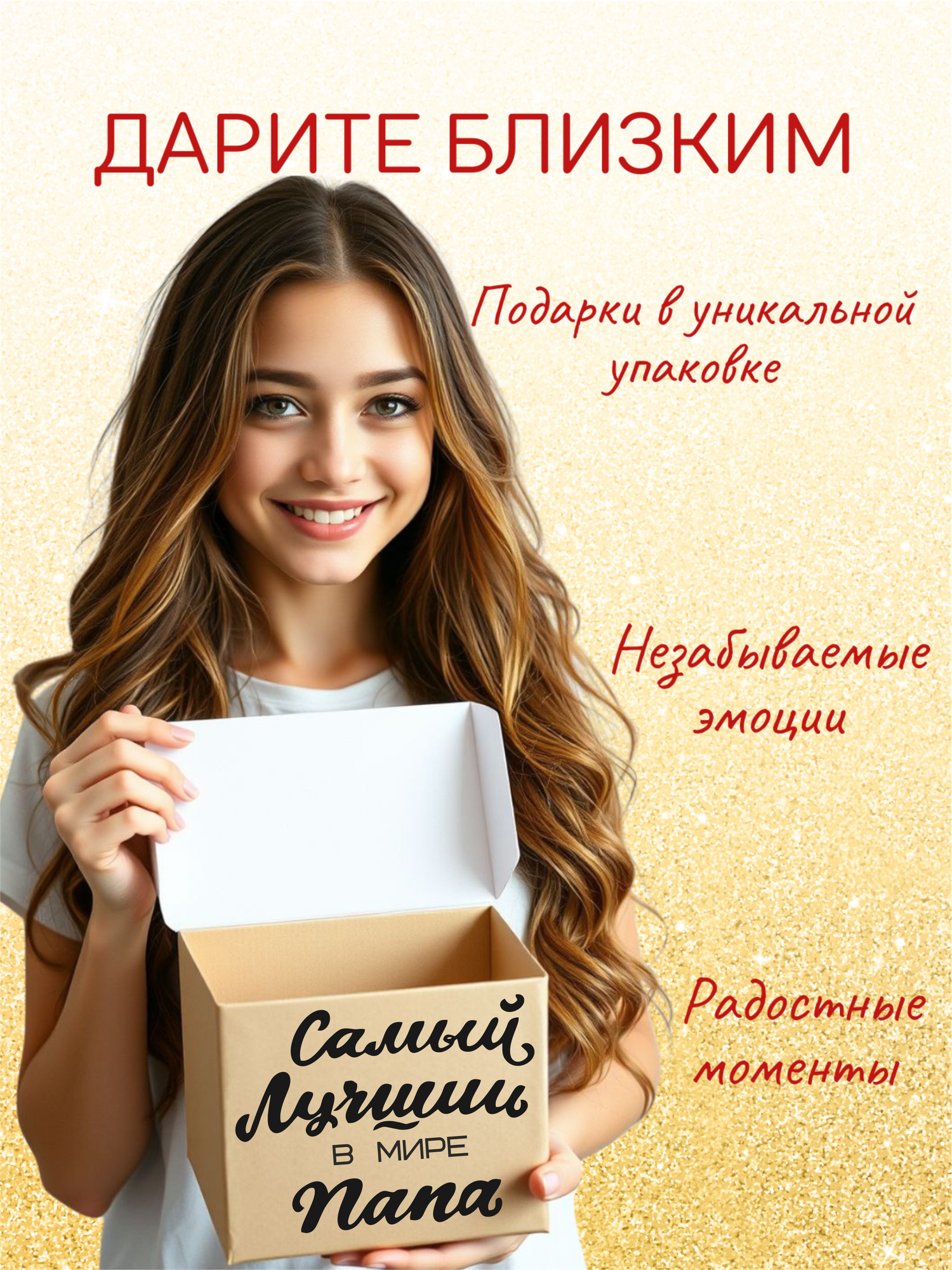 Наклейка для подарочной упаковки , шара, пакета "самый лучший папа" 20х15 черный мат