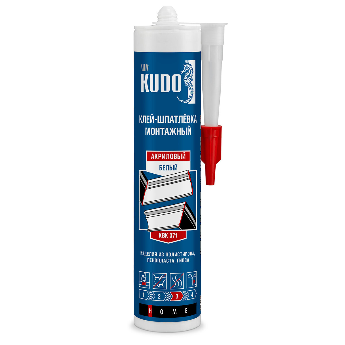 Клей-шпатлевка Kudo Home KBK-371 акриловый 280 мл картридж белый