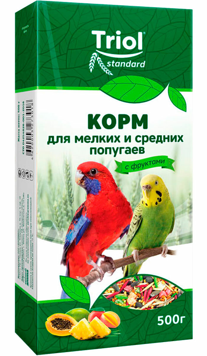TRIOL STANDARD корм для средних и мелких попугаев с фруктами (500 гр)