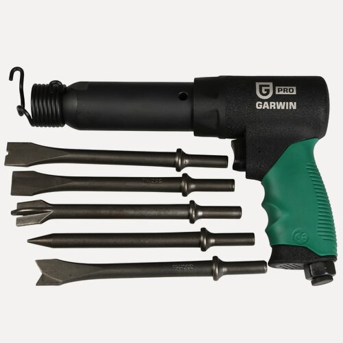 Изображение товара GARWIN PRO 804025-89-2200 Молоток пневматический с 5-ю зубилами 250 мм Энерг. уд. 9,1 Дж, ROUND (0,401")