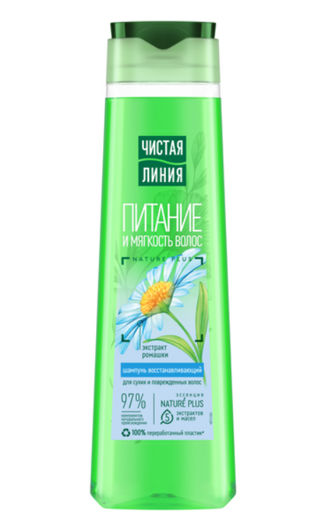 Чистая линия жидкий шампунь питание и мягкость