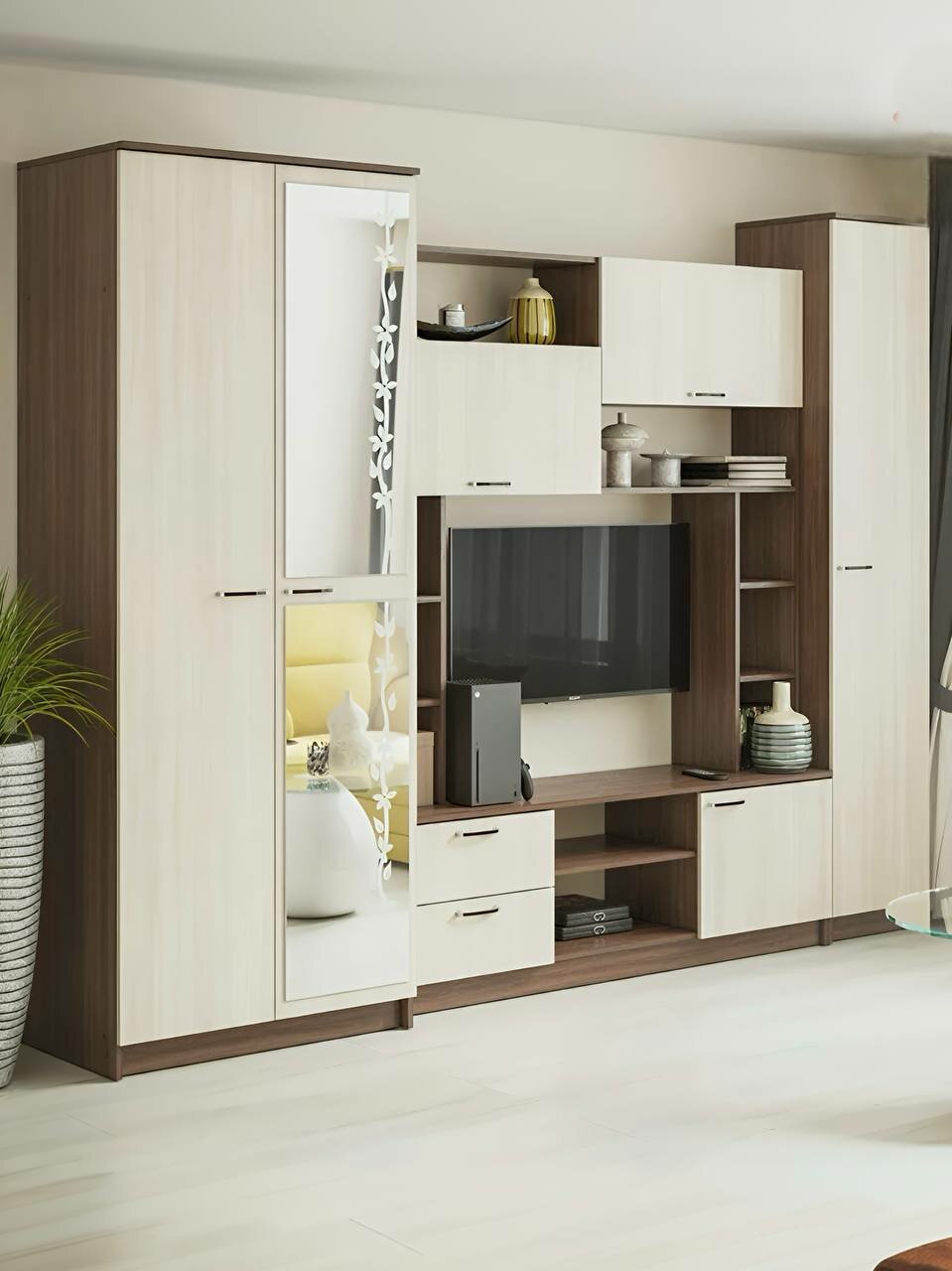 Гостиная МАРТА-11 ЛДСП ясень шимо темный/ясень шимо светлый 2700х2100х530 мм для дома и дачи