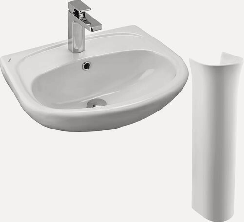 Изображение товара Раковина Santek Анимо 1WH110496 50 с пьедесталом, фарфоровая, раковина для ванной, белая, полукруглая