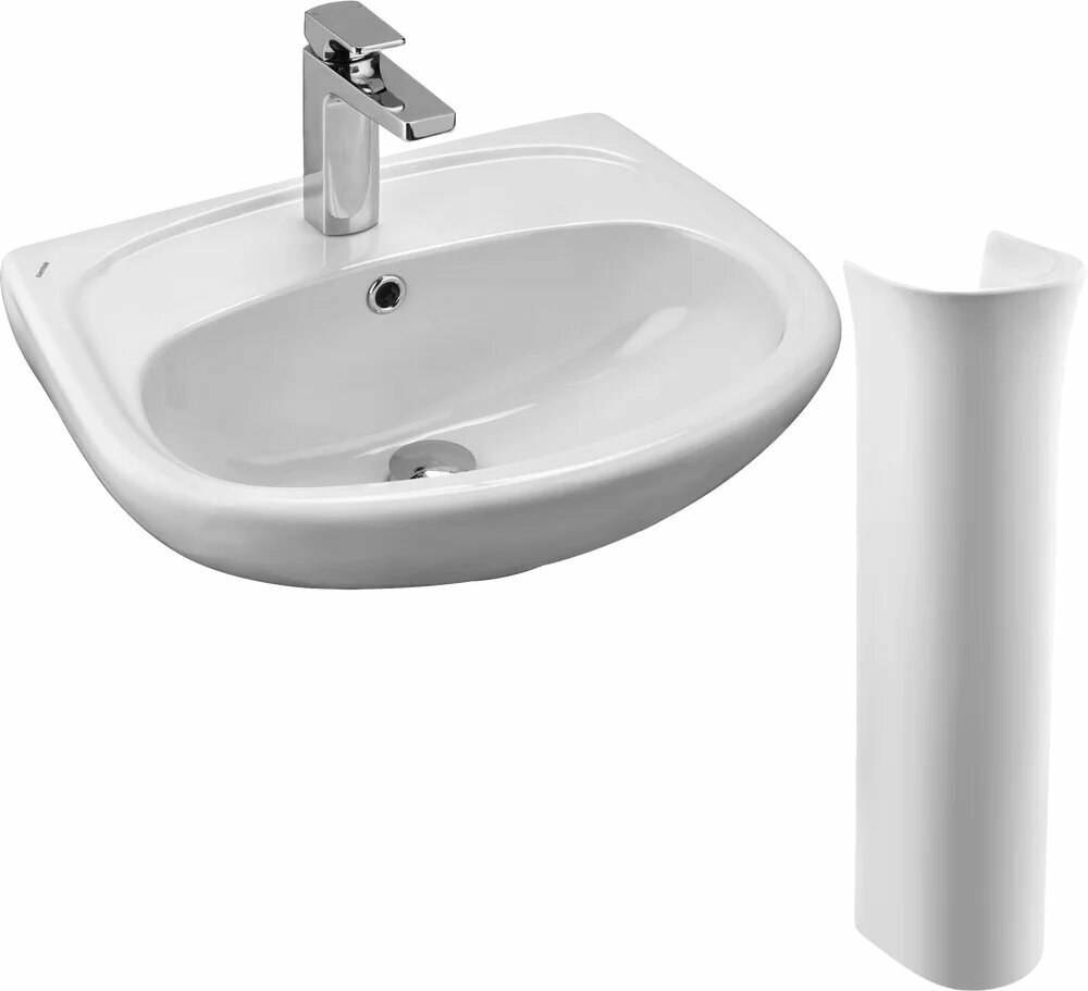 Раковина Santek Анимо 1WH110496 50 с пьедесталом 50 см фарфоровая раковина для ванной белая полукруглая