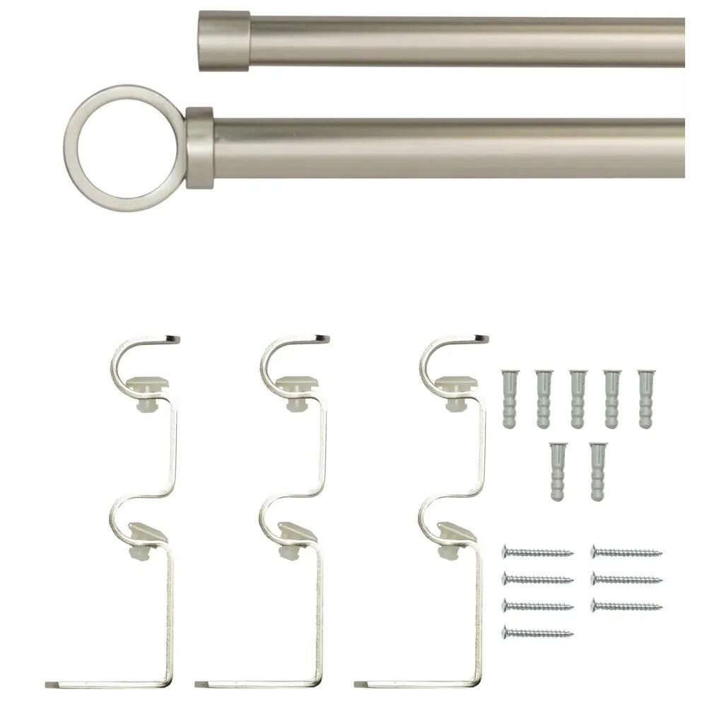 Карниз для штор раздвижной двухрядный HB-CR009 160-300 см сталь цвет черный/сталь