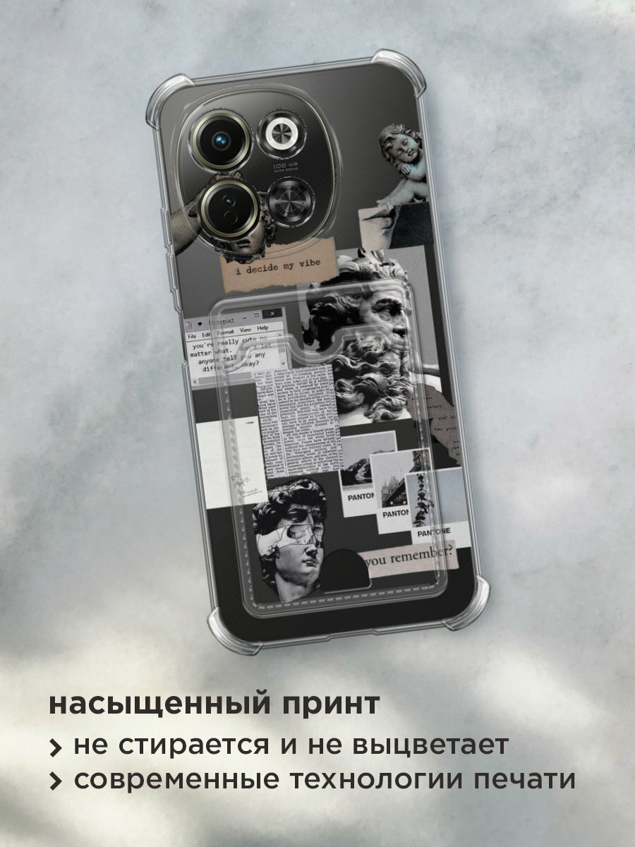 Чехол на Tecno Spark 30 5G (Текно Спарк 30 5G) с картой и принтом "Коллаж греческие скульптуры" — фото 1