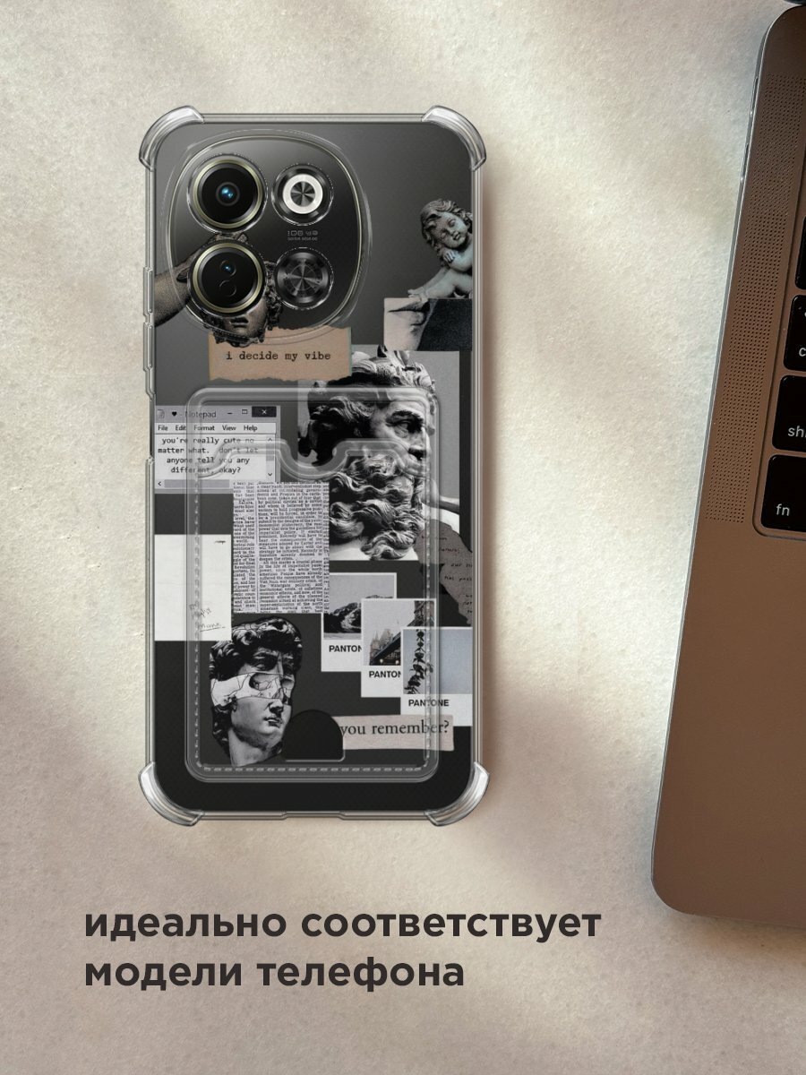 Чехол на Tecno Spark 30 5G (Текно Спарк 30 5G) с картой и принтом "Коллаж греческие скульптуры" — фото 1