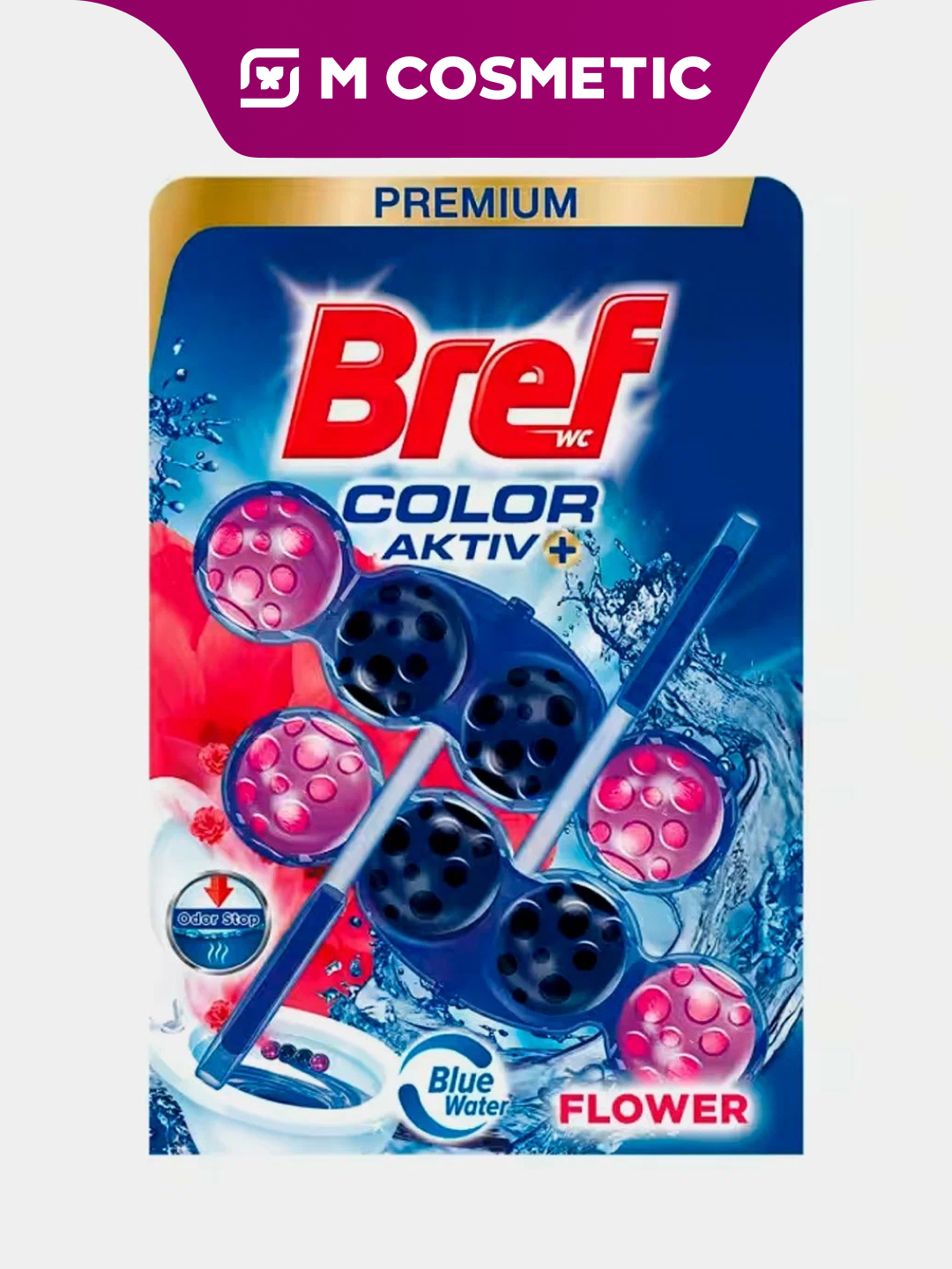 Туалетный блок Бреф Color Aktiv Flower, для унитаза, с цветочной свежестью, 2 упаковки по 50 г