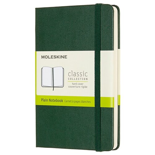 Блокнот Moleskine CLASSIC QP012K15 Pocket, 90x140 мм, 192 страницы, нелинованный, твердая обложка, зеленый