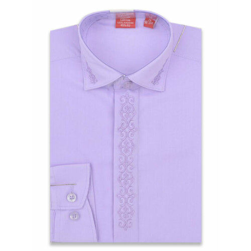 фото Школьная рубашка imperator, прямой силуэт, на пуговицах, длинный рукав, размер 98-104, фиолетовый