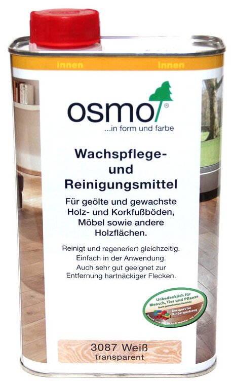 Средство для обновления и реставрации паркета под маслом Wachspflege-und Reinigungsmittel 3087 OSMO, 500 мл, 500 г