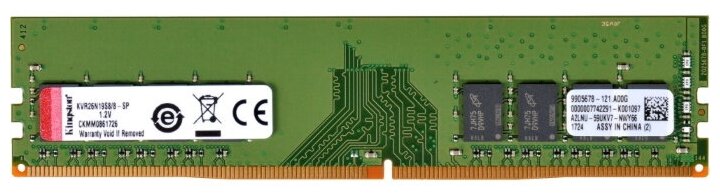 Оперативная память KINGSTON DIMM DDR4 16GB 2666 MHz (KVR26N19S8/16) - фотография № 1