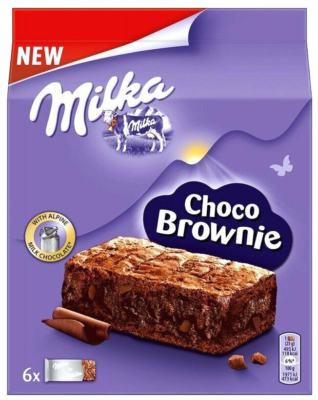 Милка Шоколадный Брауни Milka Choco Brownie (батончики), 6 шт, 150 г, Швейцария