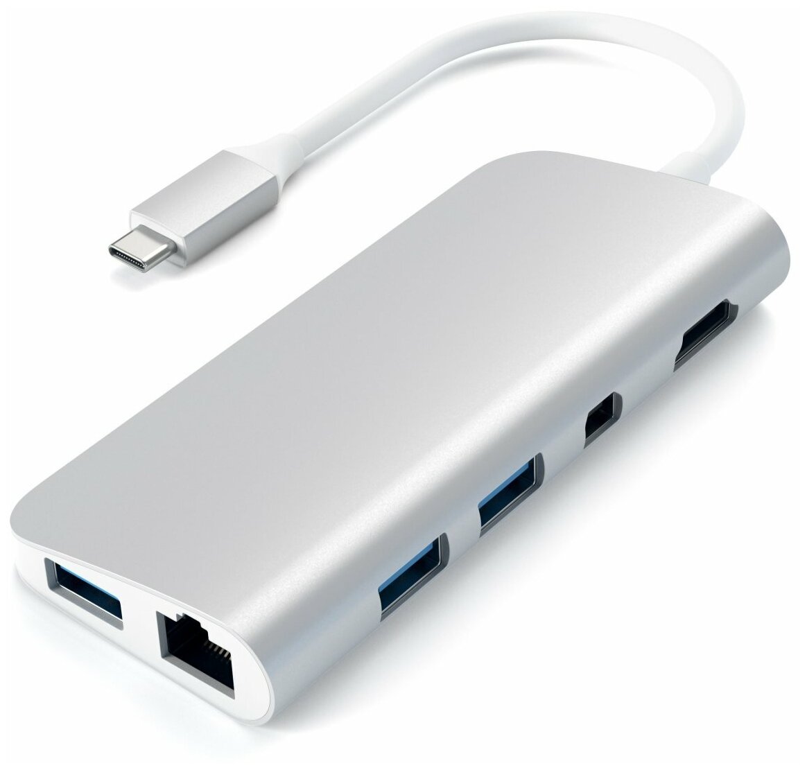 USB-концентратор Satechi Aluminum Type-C Multimedia Adapter (ST-TCMM8PA), разъемов: 4, silver