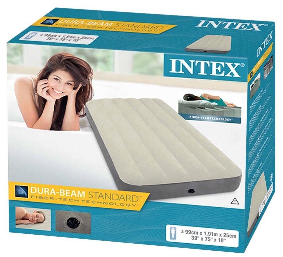 Кровать надувная INTEX DELUXE SINGLE-HIGH AIRBED , 99х191х25см - фото №3