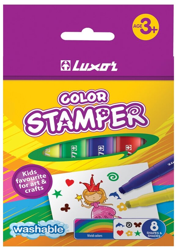 Фломастеры-штампы Luxor "Color Stamper", 08цв, смываемые