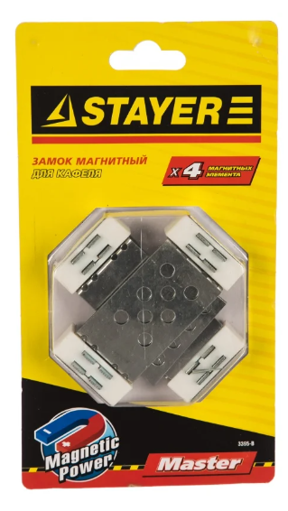 Магнитный фиксатор для укладки плитки STAYER 3395-B, серебристый, 4 шт.