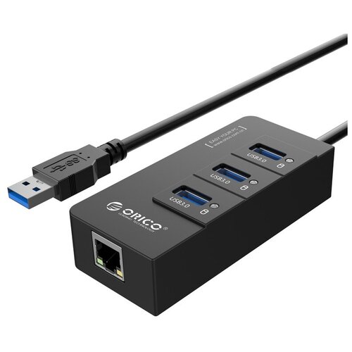 USB-концентратор ORICO HR01-U3, разъемов: 3, черный сетевой адаптер orico utk u3 bk черный