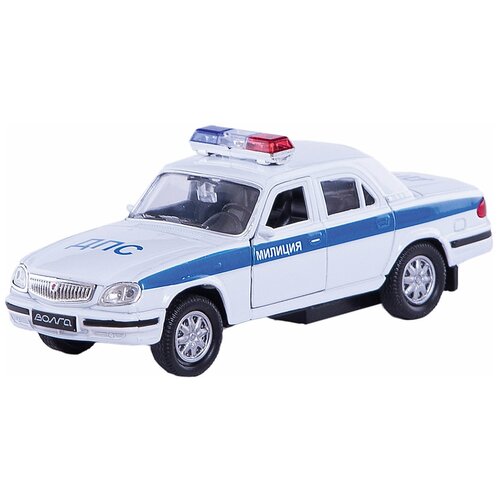 Полицейский автомобиль Welly Волга Милиция ДПС (42384PB) 1:36, 12 см, белый полицейский автомобиль welly lada vesta дпс 43727pb белый