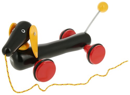 Каталка-игрушка Brio Pull Along Large Dachshund (30334), красный/желтый/черный