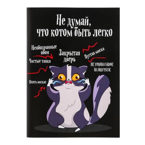 Блокнот ArtFox Не думай, что котом быть легко, А6, 12 листов 4647674