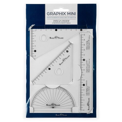 фото Альт набор чертежный graphix mini пластик 4 предмета (45-0004) прозрачный