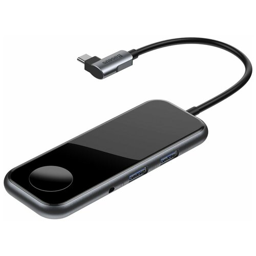 USB-концентратор Baseus Mirror Series Multifunctional HUB (CAHUB-AZ0G), разъемов: 3, черный кабель для apple watch usb c magnetic charger 2m oem