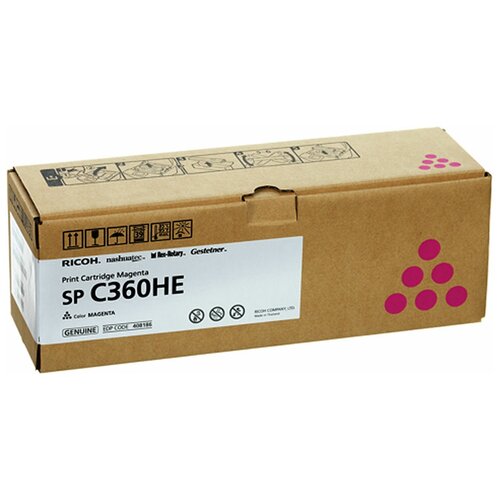 Картридж Ricoh SP C360HE Magenta, 5000 стр, пурпурный картридж лазерный cactus cs spc360em 408186 пурпурный 6000стр для ricoh sp c360dnw sp c360snw sp c360sf