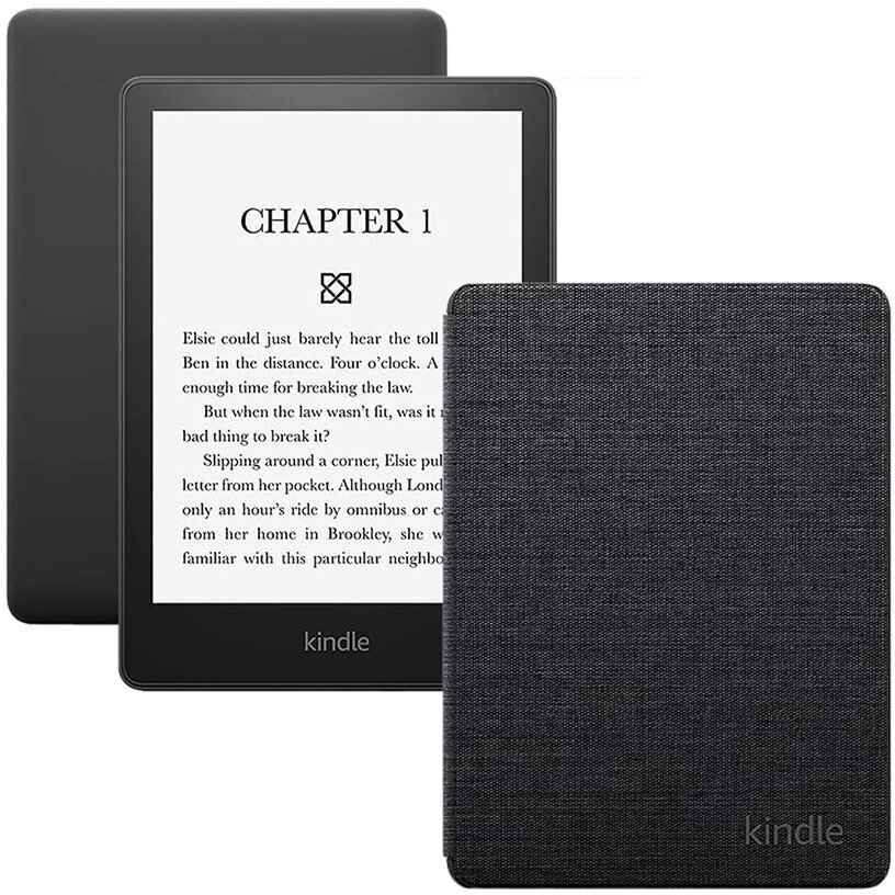 Электронная книга Amazon Kindle PaperWhite 2021 8Gb black Ad-Supported + фирменная обложка Ткань Black