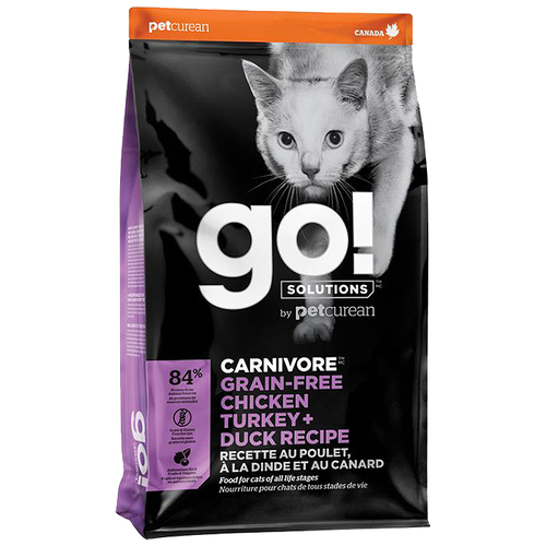 Сухой корм для кошек GO! Carnivore, беззерновой, курица, индейка, утка 7.26 кг (мини-филе)