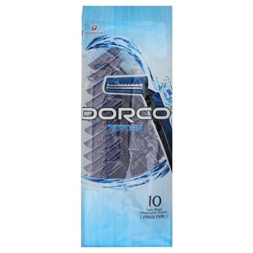 Многоразовый бритвенный станок Dorco TD708, синий, 10 шт.