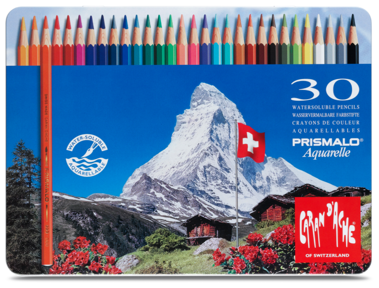 Карандаши цветные Carandache 999.330 Prismalo акварельные шестигранный дерево металлическая коробка (30 штук)