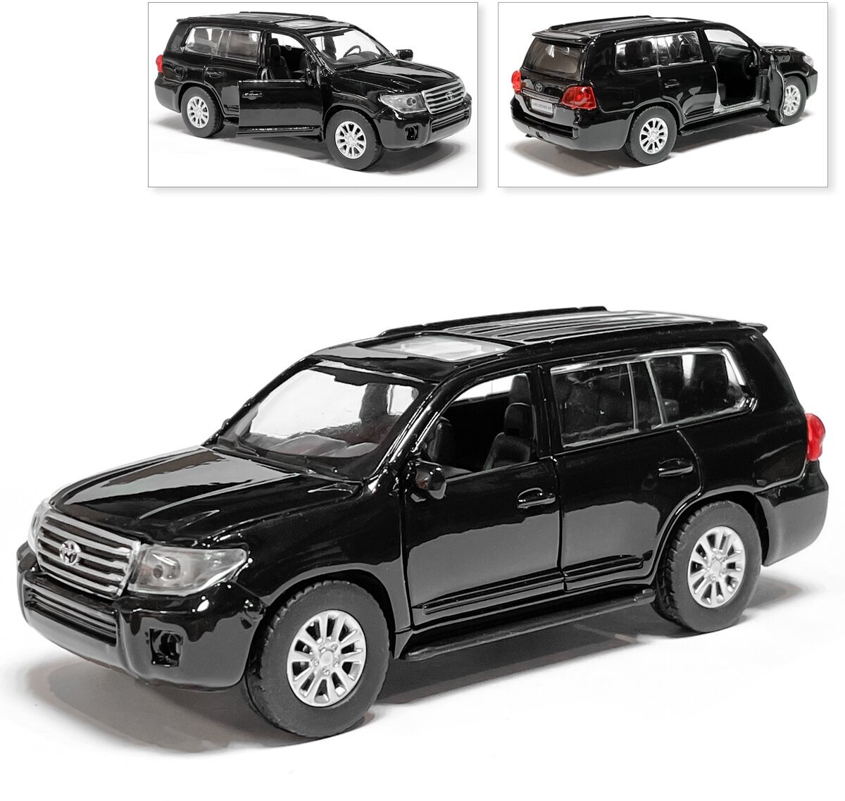 Машина Toyota Land Cruiser, инерционная, черный, Технопарк, 12 см