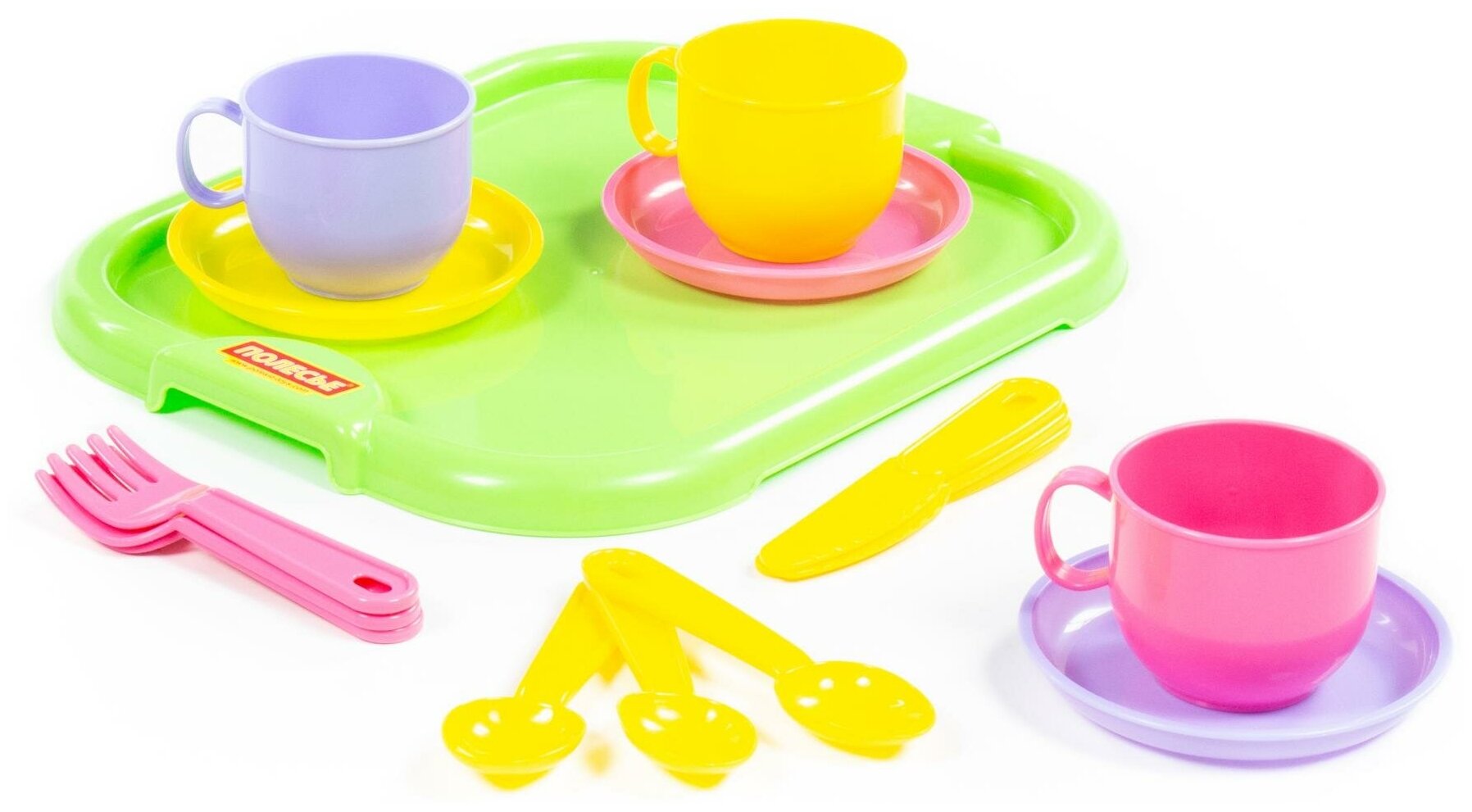 Набор посуды Полесье "Минутка" с подносом на 3 персоны 9523 разноцветный