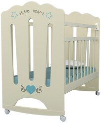 Кроватка детская для новорожденных ВДК LITTLE HEART колесо-качалка, массив березы, слоновая кость