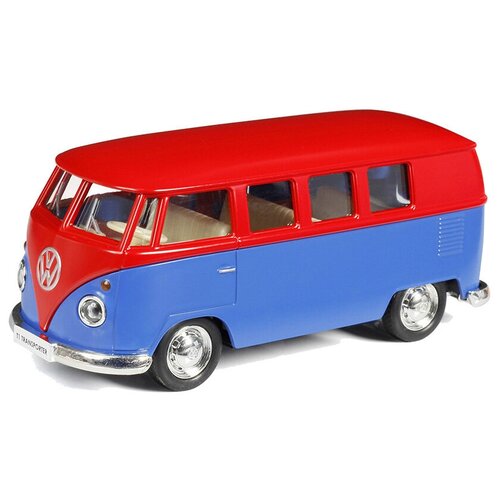 Микроавтобус RMZ City Volkswagen T1 Transporter (554025M) 1:32, 16.5 см, красный/синий