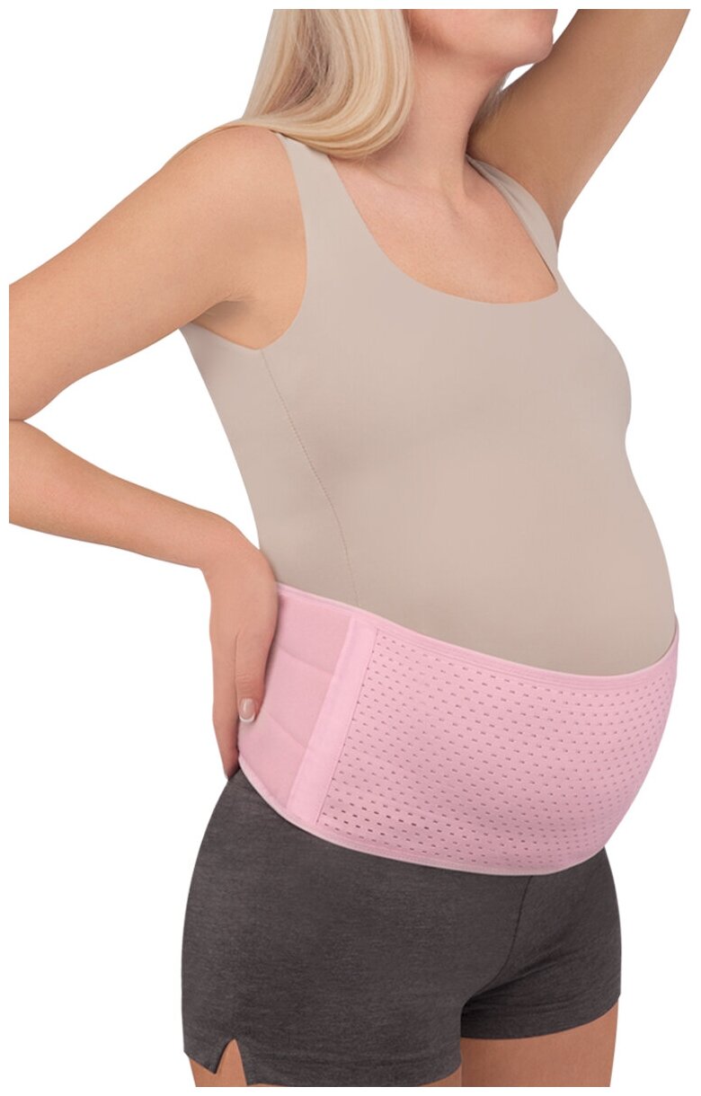 Бандаж для беременных дородовой высота 18 см MamaLine MS B-1218/Розовый, S-M Интерлин - фото №4