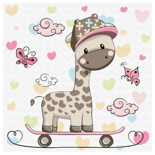 Molly Картина по номерам Жирафик на скейтборде (KH0451)20x20см