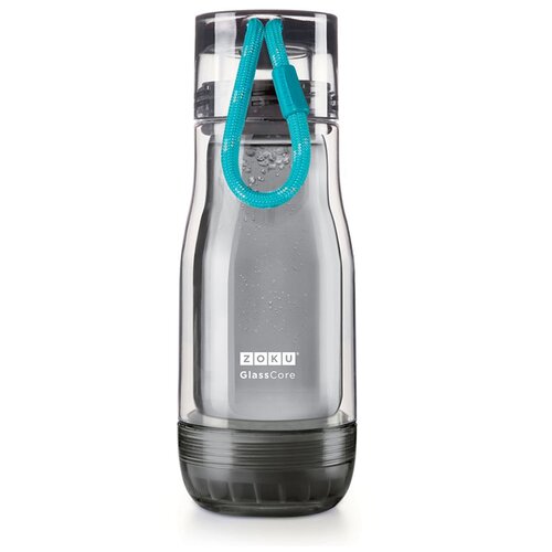 фото Бутылка для воды, для безалкогольных напитков zoku active zk129 325 мл стекло, пластик, металл, силикон серый/голубой