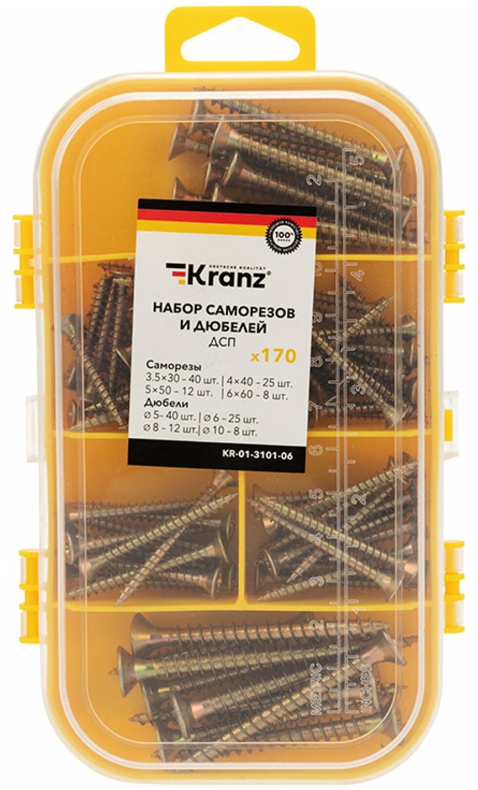 Набор саморезов и дюбелей для ДСП Kranz 170шт KR-01-3101-06