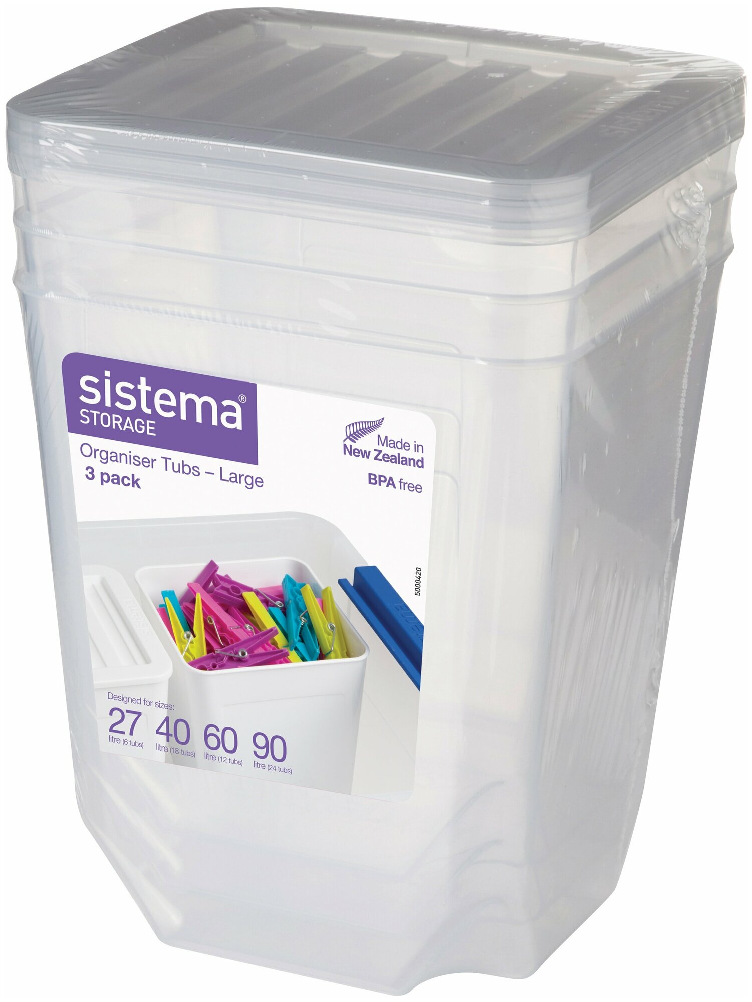 Набор из 3-х органайзеров Storage 13,8х12,9х19,9 см, материал пластик, цвет белый, Sistema, SI70018
