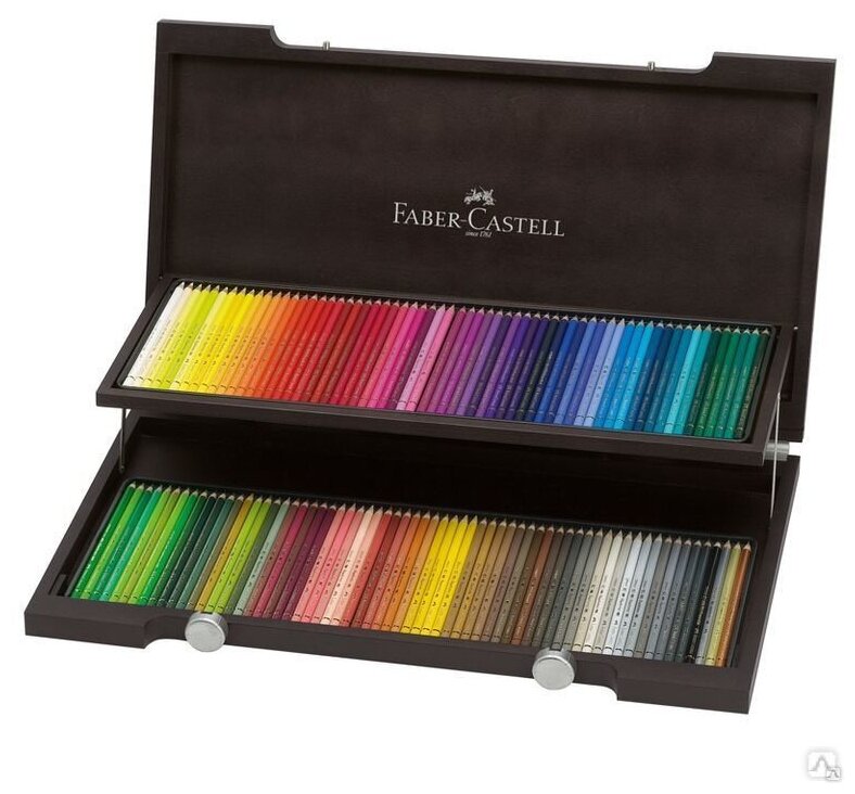 Карандаши цветные профессиональные Faber-Castell 120 цветов в деревянном пенале POLYCHROMOS, артикул 110013 110013 Карандаши цветные художественные Faber-Castell "Polychromos" 120цв., заточен., дерев. коробка