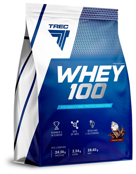 Протеин сывороточный 2270 гр, для набора мышечной массы Trec Nutrition Whey 100, вкус: шоколад