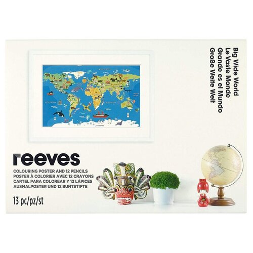 набор постер для раскрашивания антистресс reeves Reeves Раскраска. Постер для раскрашивания Карта мира