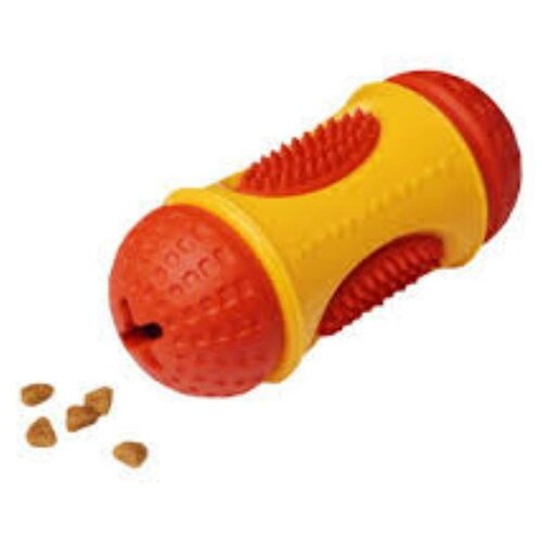 HOMEPET SILVER SERIES TPR 6 см х 13 см игрушка для собак цилиндр фигурный с отверстиями для лакомств желто-красный каучук игрушка для собак homepet tpe окорочок копченый 13 см 0 1 кг 3 штуки