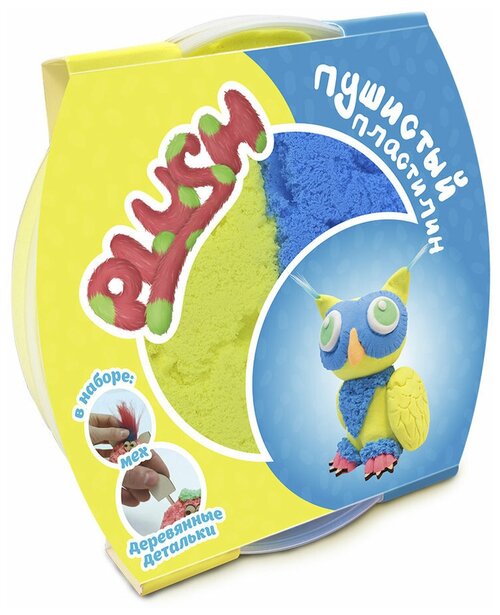 Масса для лепки PLUSH Пушистый синий + желтый 160 гр (PL02201803) 2 цв.