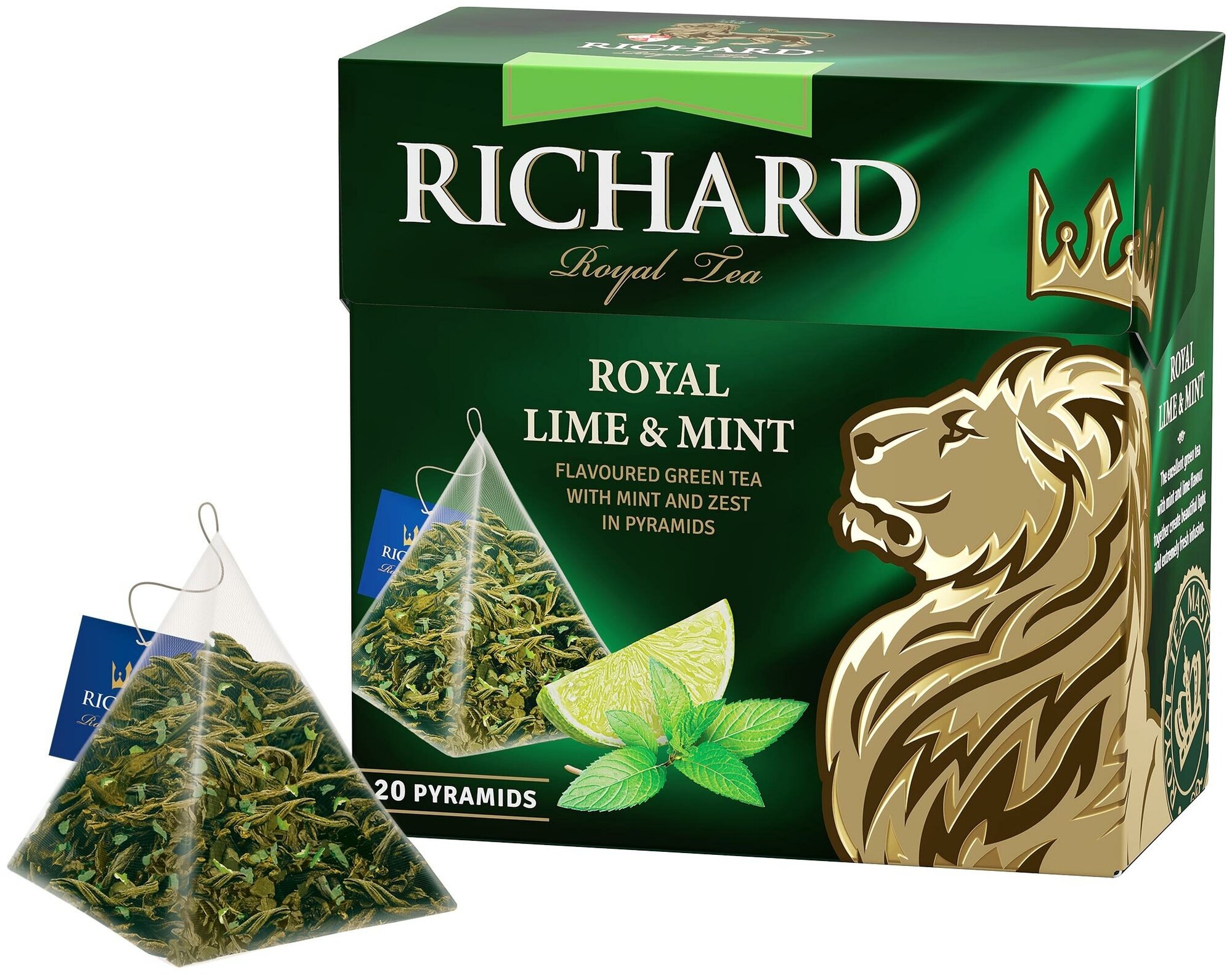 Чай Richard "Royal Lime&Mint", зеленый с лаймом и мятой, 20 пирамидок - фотография № 8