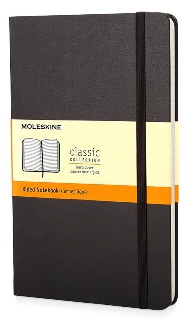 Записная книжка Moleskine Classic (в линейку) в твердой обложке, Pocket (9x14см), черный