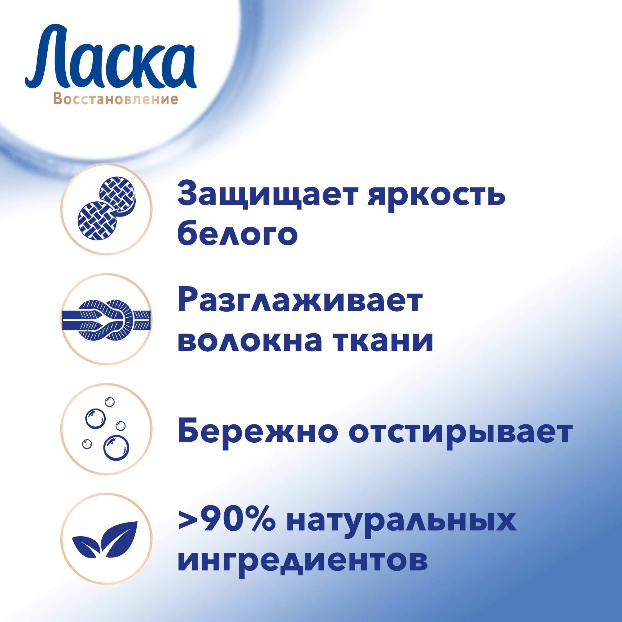 Гель для стирки Ласка Восстановление для белого, 3 л (50 стирок), жидкое средство для стирки